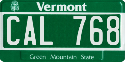 VT license plate CAL768