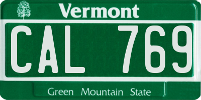 VT license plate CAL769