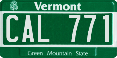VT license plate CAL771