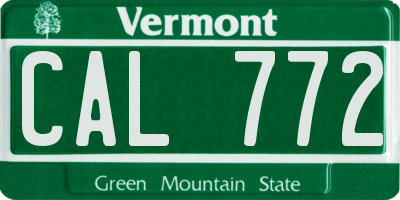VT license plate CAL772