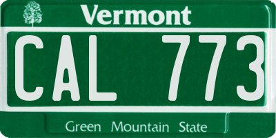 VT license plate CAL773