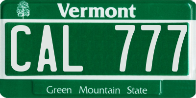 VT license plate CAL777