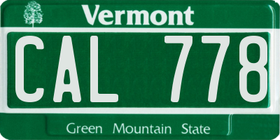 VT license plate CAL778