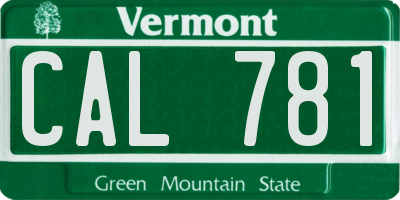VT license plate CAL781