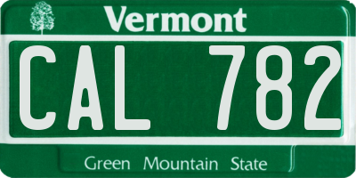 VT license plate CAL782