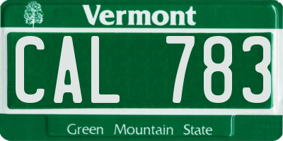 VT license plate CAL783