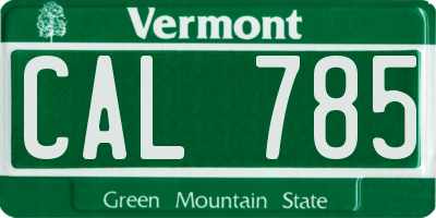 VT license plate CAL785