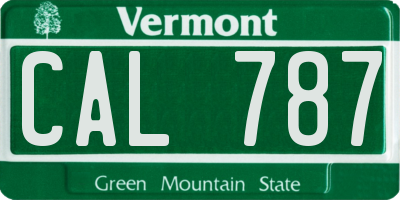 VT license plate CAL787