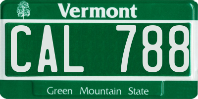 VT license plate CAL788