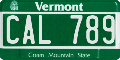VT license plate CAL789