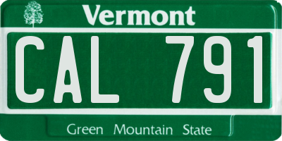 VT license plate CAL791