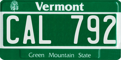 VT license plate CAL792