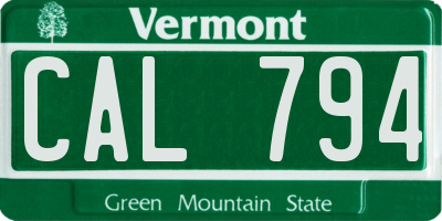 VT license plate CAL794