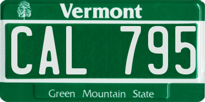 VT license plate CAL795