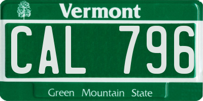 VT license plate CAL796