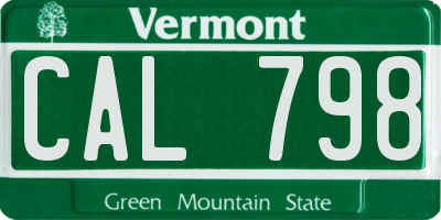 VT license plate CAL798