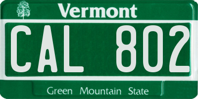 VT license plate CAL802