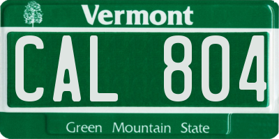 VT license plate CAL804