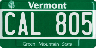 VT license plate CAL805