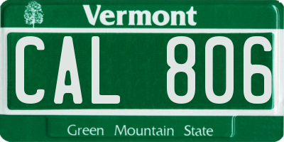 VT license plate CAL806