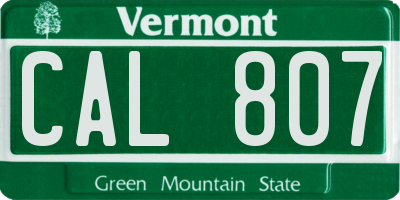 VT license plate CAL807