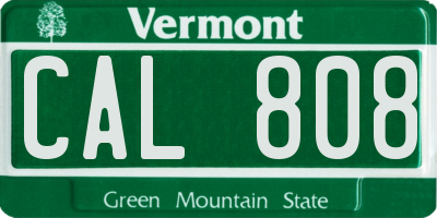 VT license plate CAL808
