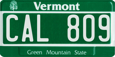 VT license plate CAL809