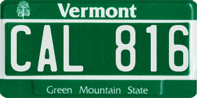 VT license plate CAL816