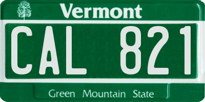 VT license plate CAL821
