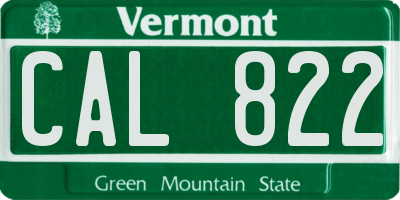 VT license plate CAL822