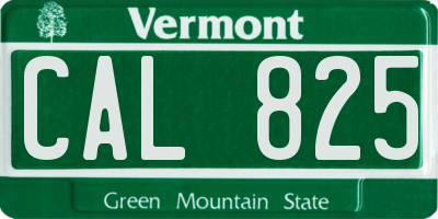 VT license plate CAL825