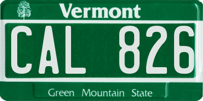 VT license plate CAL826