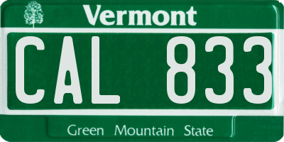 VT license plate CAL833