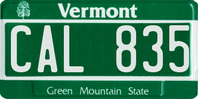 VT license plate CAL835