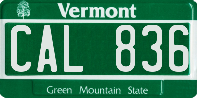 VT license plate CAL836