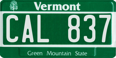 VT license plate CAL837
