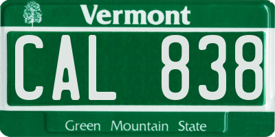 VT license plate CAL838