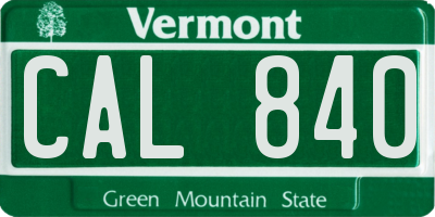 VT license plate CAL840