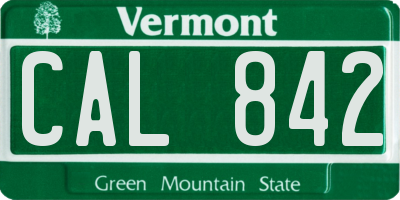 VT license plate CAL842
