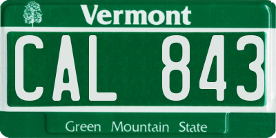 VT license plate CAL843