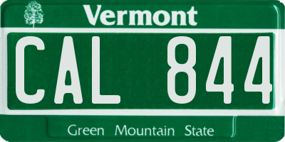 VT license plate CAL844