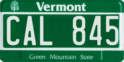 VT license plate CAL845