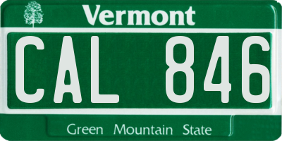 VT license plate CAL846