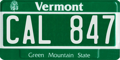 VT license plate CAL847