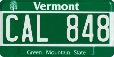 VT license plate CAL848