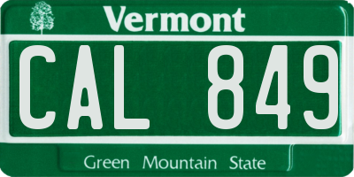 VT license plate CAL849