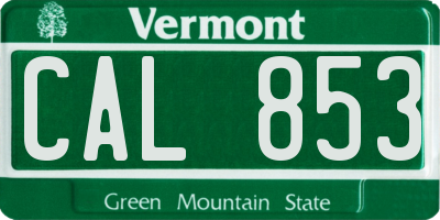 VT license plate CAL853