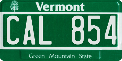 VT license plate CAL854
