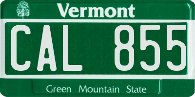 VT license plate CAL855