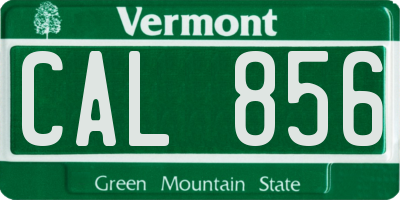 VT license plate CAL856
